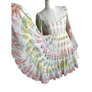 Hemant & Nandita dress smocked bodice long sleeves